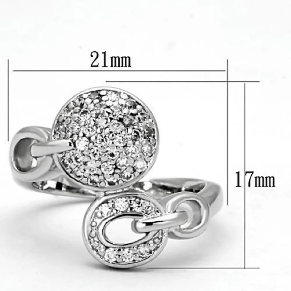 Brass and Rhodium AAA Grade CZ Silver Ring Sizes 5,6